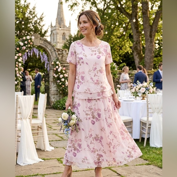 Jessica Howard Dresses & Skirts - Jessica Howard Pink Floral Two-Piece Ensemble